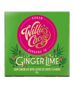 Willie's Cacao - Ginger & Lime; with Cuban 70% Dark Chocolate - 12 x 50g