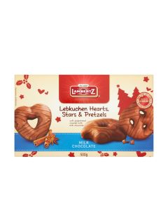 Lambertz - Lebkuchen Milk Chocolate Hearts Stars & Pretzels - 14 x 500g