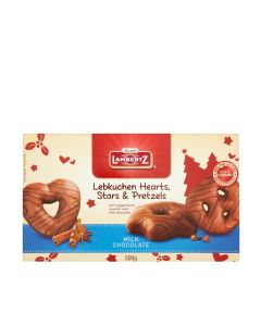 Lambertz - Lebkuchen Milk Chocolate Hearts Stars & Pretzels - 14 x 500g