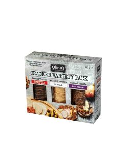 Olina's Bakehouse - Cracker Variety Pack, Cranberry & Pumpkin Seed Specialty Toasts, Fig & Almond Specialty Toasts, Natural Wafer Crackers - 7 x 310g