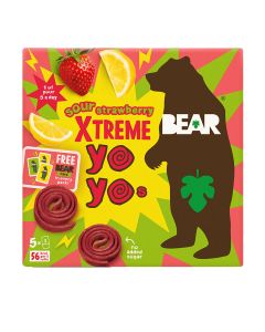 BEAR - Sour Strawberry Xtreme Fruit Yoyos - 6 x 100g