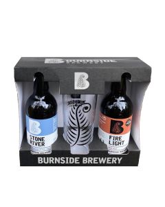 Burnside Brewery - 3 Piece Bottle & Glass Gift Set  (1 x Stone River IPA 5% ABV and 1 x Fire Light Red Ale 6.8% ABV) - 5 x 2.06kg