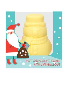 Cocoba - Christmas Snowman Hot Chocolate Bombe With Mini Marshmallows, Single - 12 x 50g