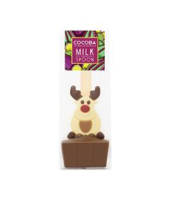 Cocoba - Christmas Reindeer Milk Chocolate Hot Chocolate Spoon - 12 x 50g
