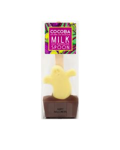 Cocoba - Milk Hot Chocolate Spoon with White Chocolate Ghost - 12 x 50g