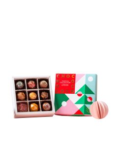 Chococo - Small Festive Selection Box with 9 Handcrafted Chocolates  - 12 x 90g