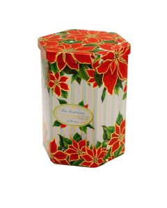 Churchill's Confectionery Ltd - Regency Poinsettia Tin with Mini White Chocolate and Raspberry Biscuits - 12 x 150g