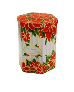 Churchill's Confectionery Ltd - Regency Poinsettia Tin with Mini White Chocolate and Raspberry Biscuits - 12 x 150g