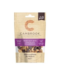 Cambrook - Mixed Nuts with Chocolate Cranberries - 12 x 65g