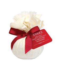 Cole's Puddings - Medium Brandy, Port and Walnut Muslin Wrapped Christmas Pudding - 6 x 454g