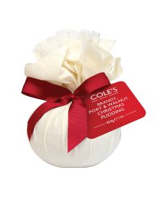 Cole's Puddings - Medium Brandy, Port and Walnut Muslin Wrapped Christmas Pudding - 6 x 454g