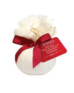 Cole's Puddings - Large Brandy, Port and Walnut Muslin Wrapped Christmas Pudding - 6 x 908g
