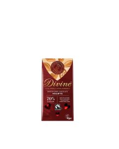 Divine Chocolate - 70% Dark Chocolate Hearts - 12 x 80g
