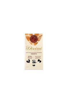 Divine Chocolate - White Chocolate and Strawberry Hearts - 12 x 80g