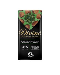 Divine Chocolate - Dark Chocolate with Hazelnut Truffle - 15 x 90g