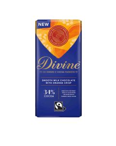 Divine Chocolate - 34% Milk Chocolate with Orange Crisp - 15 x 90g 