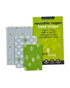ecoLiving - Organic Reusable Vegan Food Wraps (3 Pack) - 6 x 54g