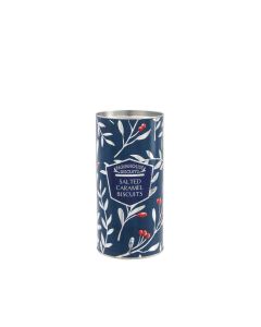 Farmhouse Biscuits - Blue Holly Berry Tube of Salted Caramel Biscuits - 12 x 150g