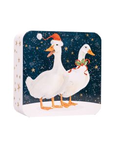 Farmhouse Biscuits - Embossed Geese Square Cookie Assortment Tin with Oat Flip & Salted Caramel, Choc Chunk & Orange & Currant Shewsbury & Mild Ginger Biscuits - 8 x 400g