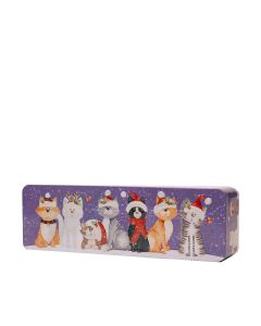 Farmhouse Biscuits - Embossed Christmas Cat Tin with Stem Ginger Biscuits - 12 x 225g