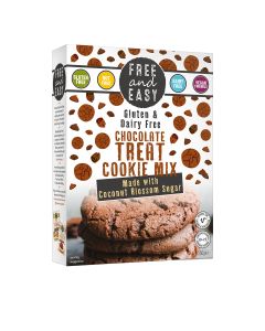 Free & Easy - Gluten and Dairy Free  Chocolate Treat Cookie Mix made with Coconut Blossom Sugar  - 4 x 350g