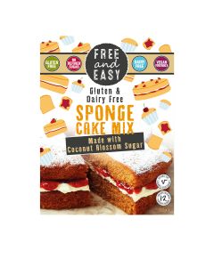 Free & Easy - Gluten & Free From Sponge Cake Mix with  Coconut Blossom Sugar - 4 x 350g