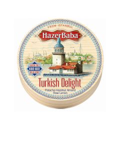 Hazer Baba - Rose, Lemon, Pistachio, Almond, Hazelnut Turkish Delight - Drum - 12 x 250g