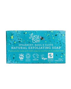 Lucy Bee - Organic Spearmint Basil & Clove Exfoliating Natural Soap Bar - 8 x 150g