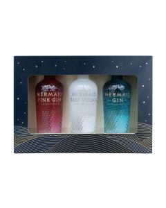 Mermaid - All Gin Trio Gift Set (1 x 5cl London Dry Gin 42% ABV, 1 x 5cl Pink Gin 38% ABV, 1 x Zest Gin 40% ABV) - 12 x 150ml