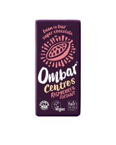 Ombar - Organic & Fairtrade Centres Raspberry Coconut Dark Chocolate Bar - 10 x 70g