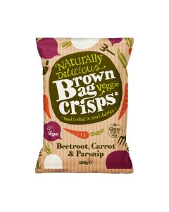 Brown Bag Crisps - Beetroot, Carrot & Parsnip Veggie Crisps - 10 x 120g