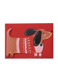 Raspberry Blossom - Daschund Dog Christmas Jumper Card (18.4cm x 13.3cm) - 6 x 25g