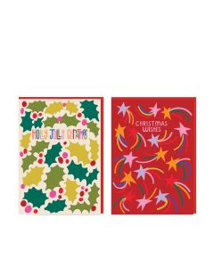 Raspberry Blossom - Holly Jolly Christmas & Christmas Wishes Card Pack (16.2cm x 11.7cm) - 6 x 105g