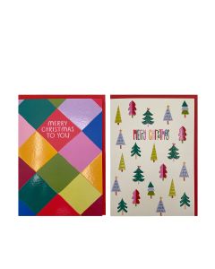 Raspberry Blossom - Merry Christmas to you & Merry Christmas Card Pack (16.2cm x 11.7cm) - 6 x 105g