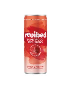 Revibed Drinks - Peach & Hibiscus Sparkling Water - 12 x 250ml