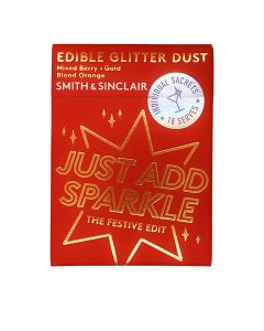 Smith & Sinclair - 18 Sachet Edible Festive Season Glitter Dust (6 x Plain Gold, 6 x Raspberry Gold, 6 x Mixed Berry Gold) - 12 x 36g