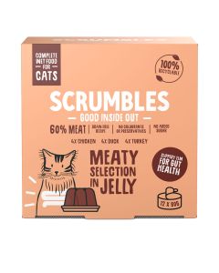 Scrumbles - Wet Cat Jelly Meat Selection Multipack (4 x Chicken, 4 x Duck, 4 x Turkey) - 1 x 960g