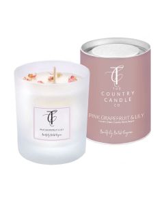 The Country Candle Company - Pink Grapefruit & Lily Pastel Glass Candle - 6 x 30cl