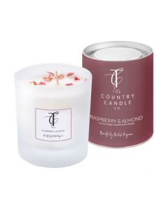 The Country Candle Company - Raspberry & Almond Pastel Glass Candle - 6 x 30cl