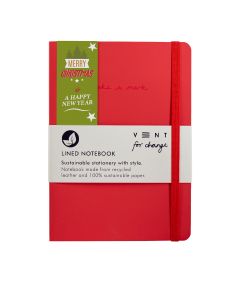 Vent for Change - Make a Mark Recycled A5 Leather Lined Notebook Red - 6 x 313g