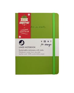 Vent for Change - Make a Mark Recycled A5 Leather Lined Notebook Green - 6 x 313g