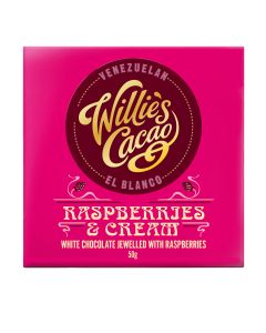 Willie's Cacao - Raspberries & Cream, White Chocolate with Raspberries - 12 x 50g