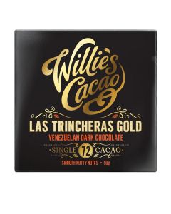 Willie's Cacao  - Las Trincheras Gold, Venezuelan 72% Dark Chocolate, Soft Nutty Notes  - 12 x 50g