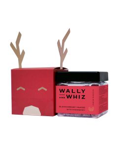 Wally and Whiz - Christmas Reindeer Red Gift Box with Blackcurrant Coated with Strawberry Winegums - 12 x 140g