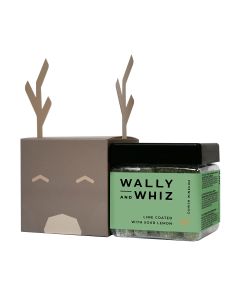 Wally and Whiz - Christmas Reindeer Grey Gift Box with Lime Coated with Sour Lemon Winegums - 12 x 140g