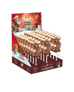Belfine - Christmas Reindeer Reni Chocolate Lollipop - 24 x 25g