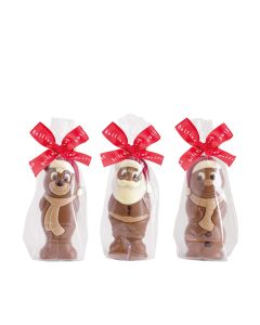 Belfine - Hollow Christmas Bear Wicky, Santa Billy & Snowman Woody Chocolate Figures - 24 x 55g