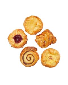 Gourmand Pastries - Mini Mix Danish Pastries (Vanilla Crown, Apple Crown, Raspberry Crown, Maple & Pecan Plait, Cinnamon Swirl) - 120 x 42g