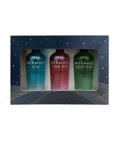 Mermaid - All Gin Trio Gift Set (1 x 5cl London Dry Gin 42% ABV, 1 x 5cl Pink Gin 38% ABV, 1 x Zest Gin 40% ABV) - 12 x 150ml