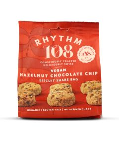 Rhythm 108   - Swiss Vegan Hazelnut Chocolate Chip Share Bag - 8 x 135g